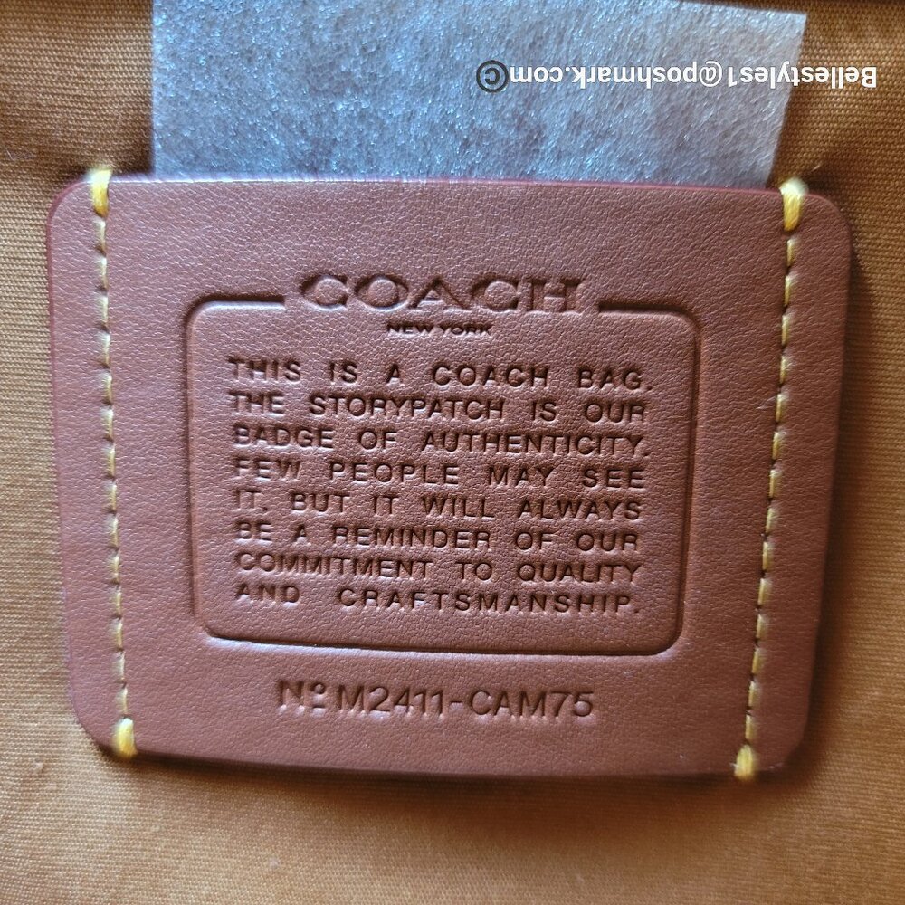 COACH Bubble Leather Cargo MEDIUM Tote w Webbing Strap- Honey Brown⭐ - Picture 14 of 16